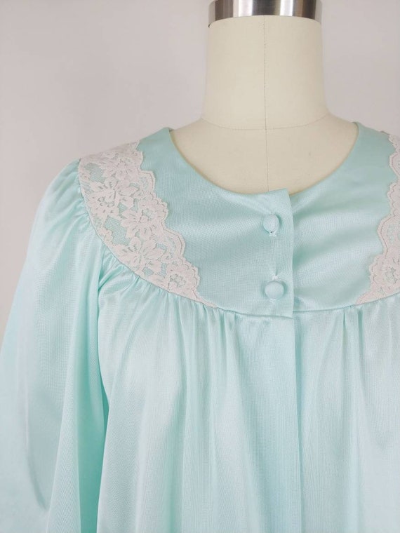 1960s San Souci Light Turquoise Blue Satin Nylon … - image 3