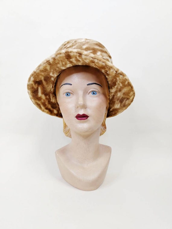 1960s Furry Animal Print Bucket Hat | Vintage 60s… - image 3