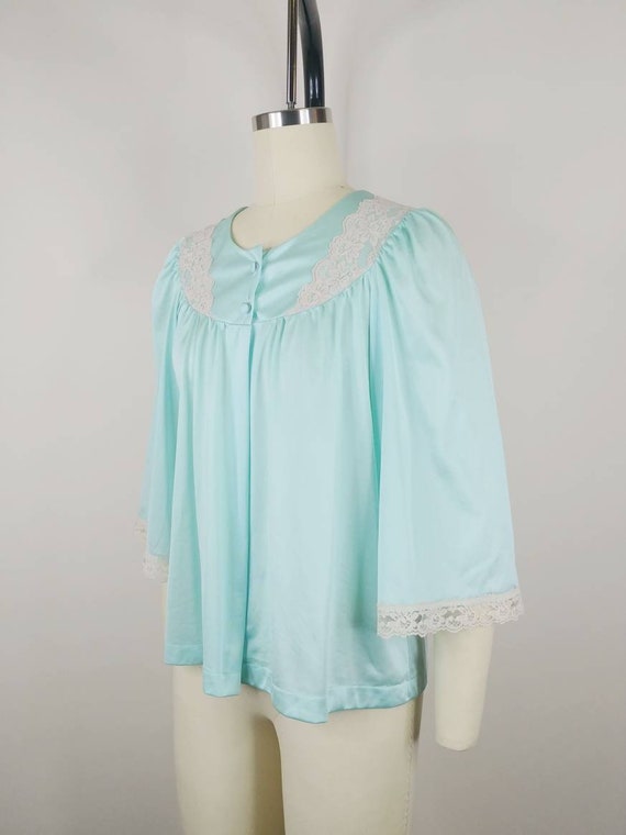 1960s San Souci Light Turquoise Blue Satin Nylon … - image 4