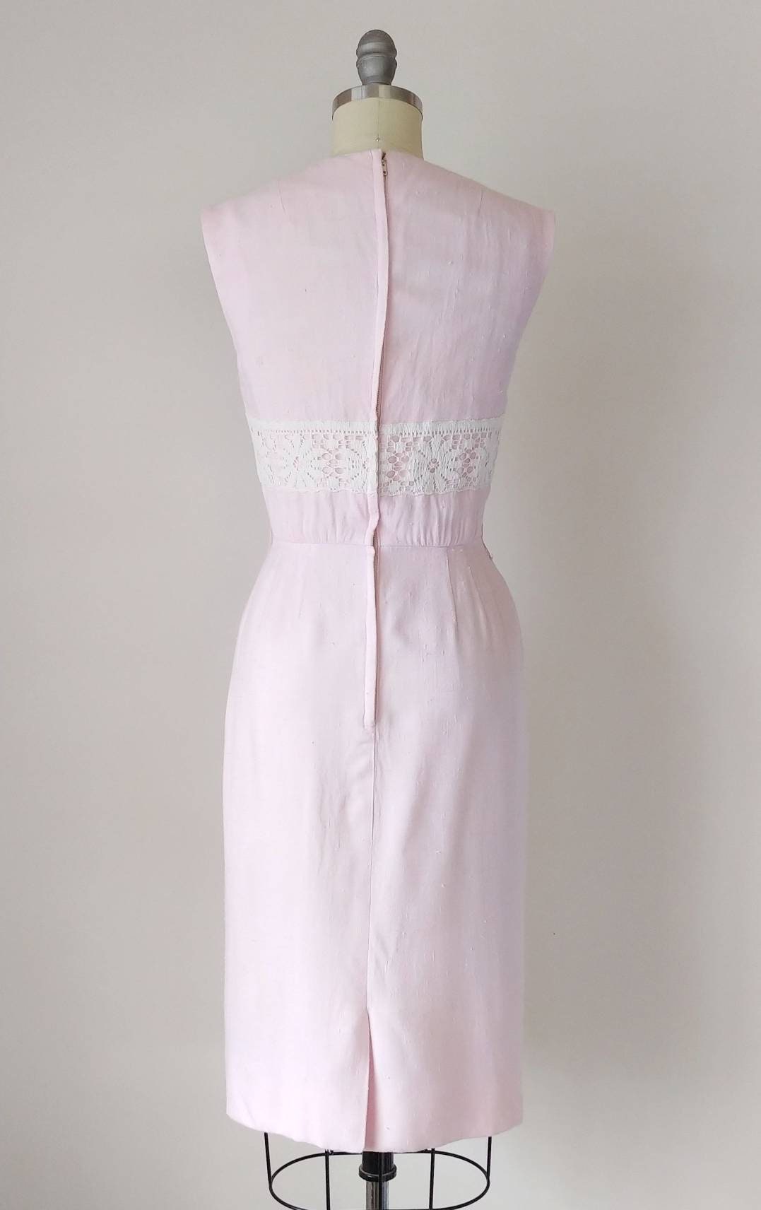 1950s Pastel Pink Faux Linen Wiggle Dress Vintage 50s Light | Etsy