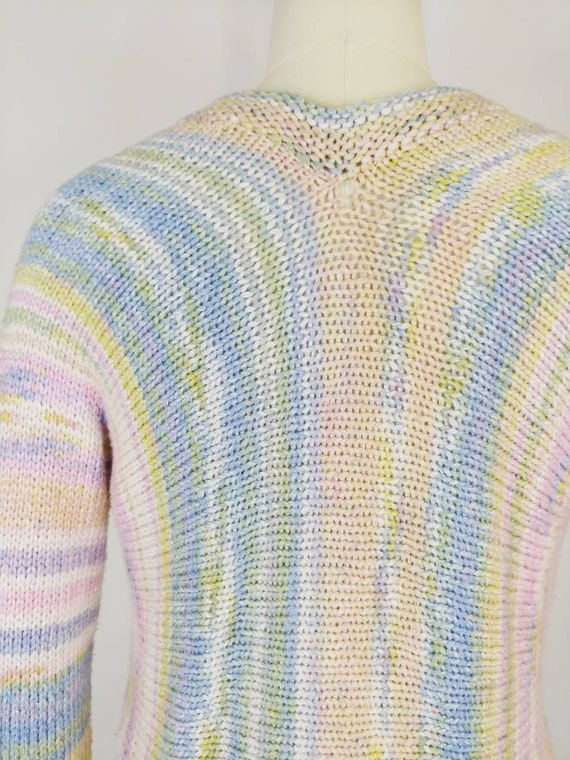 1970s Pastel Rainbow Hand Knit Cardigan | Vintage… - image 7