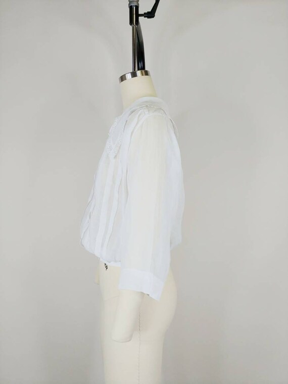 1910s Edwardian White Cotton Batiste Shirtwaist |… - image 6