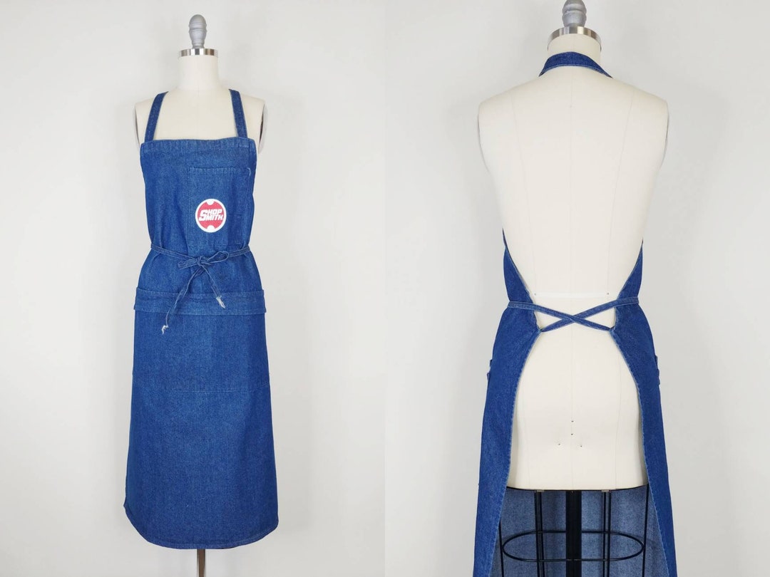 1970s Shop Smith Denim Butcher Apron Vintage 70s Utility Etsy