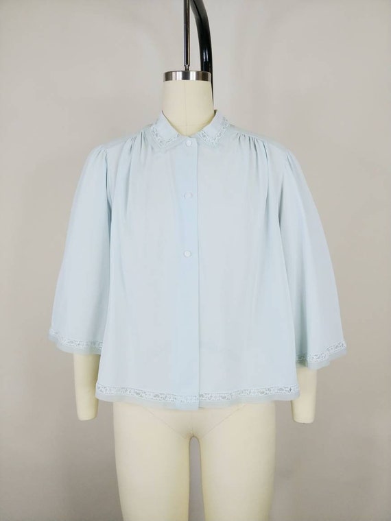 1960s Shadowline Light Blue Nylon Bed Jacket | Vi… - image 2