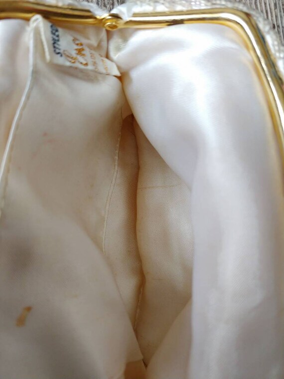 1950s Encore White Beaded Sequin Purse | Vintage … - image 9