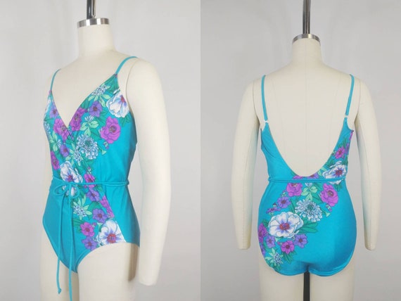 1980s Swimsuit Set | Vintage 80s Teal Blue Ocean … - image 4