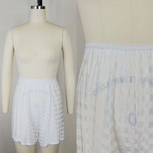 1930s Van Raalte Stryps Tap Pants | Vintage 30s White Jersey Slip Shorts