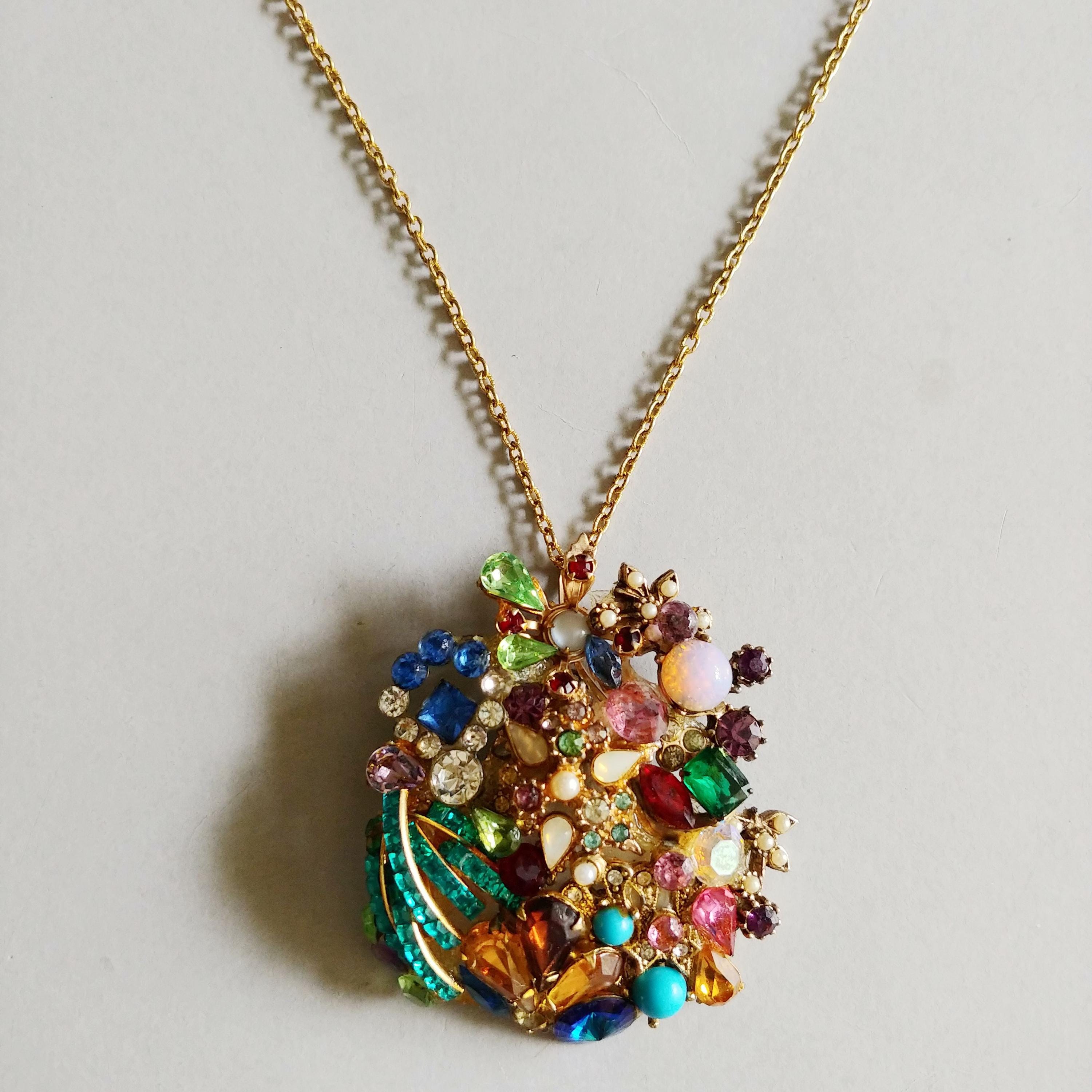 【1960’s】 UOC \"Rhinestone decorated\" Signed KRAMER Layered Clear Rhinestones Brooch Vintage 60s