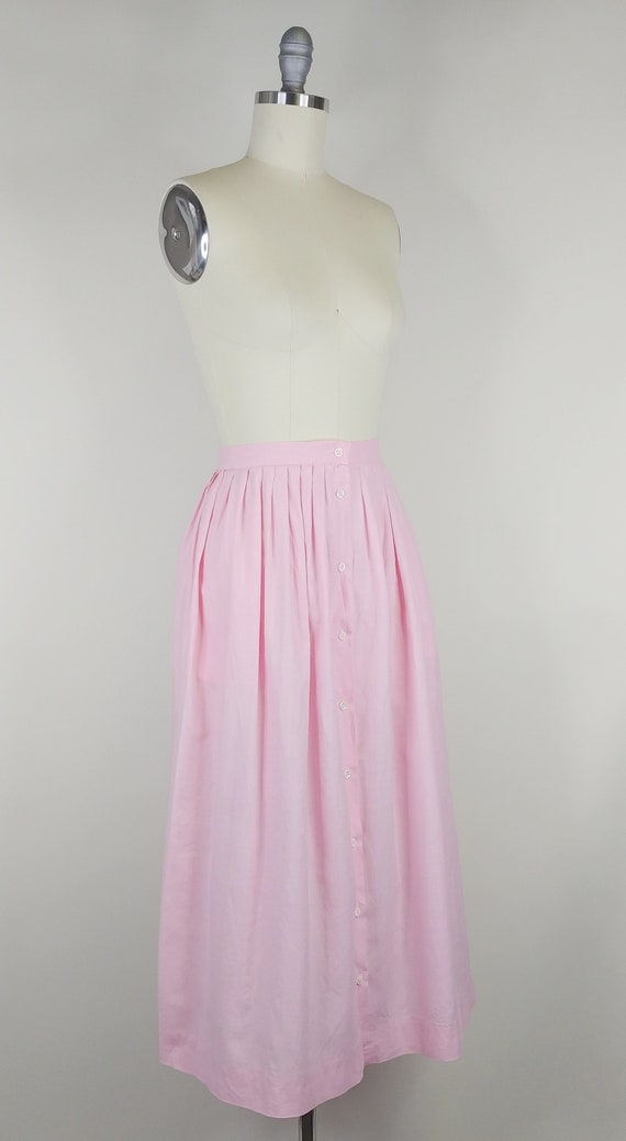 1980s Ralph Lauren Pink Cotton Skirt | Vintage 80… - image 8