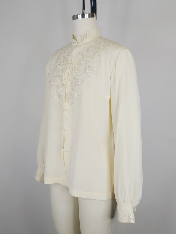 1970s Chinese Hand Embroidered Silk Blouse | Vint… - image 4