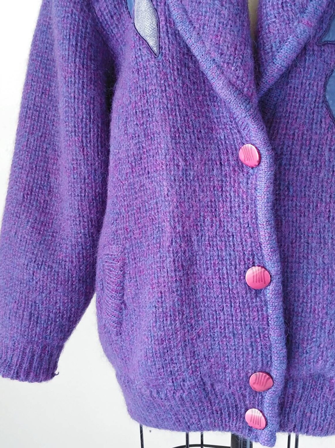 1980s Violet Purple Oversized Mohair Cardigan Vintage 80s | Etsy