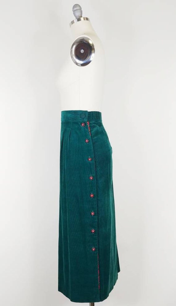 1990s Susan Bristol Pine Green Corduroy Skirt | V… - image 6