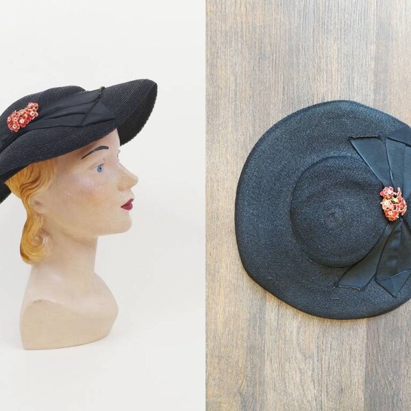 Black Saucer Hat Etsy