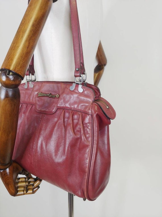 1970s Etienne Aigner Oxblood Leather Shoulder Bag… - image 3