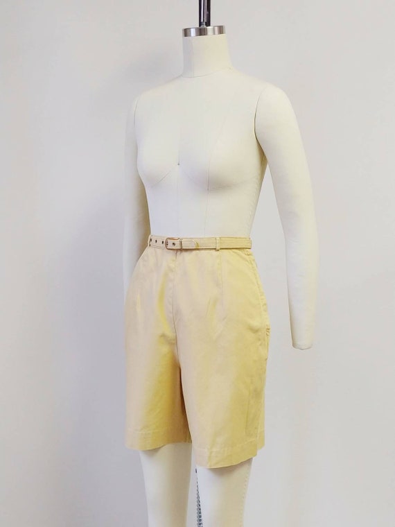 1950s Mustard Yellow Cotton Shorts | Vintage 50s … - image 3