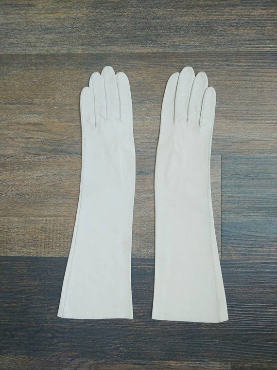 1960s Light Grey Leather Driving Gloves | Vintage… - image 6
