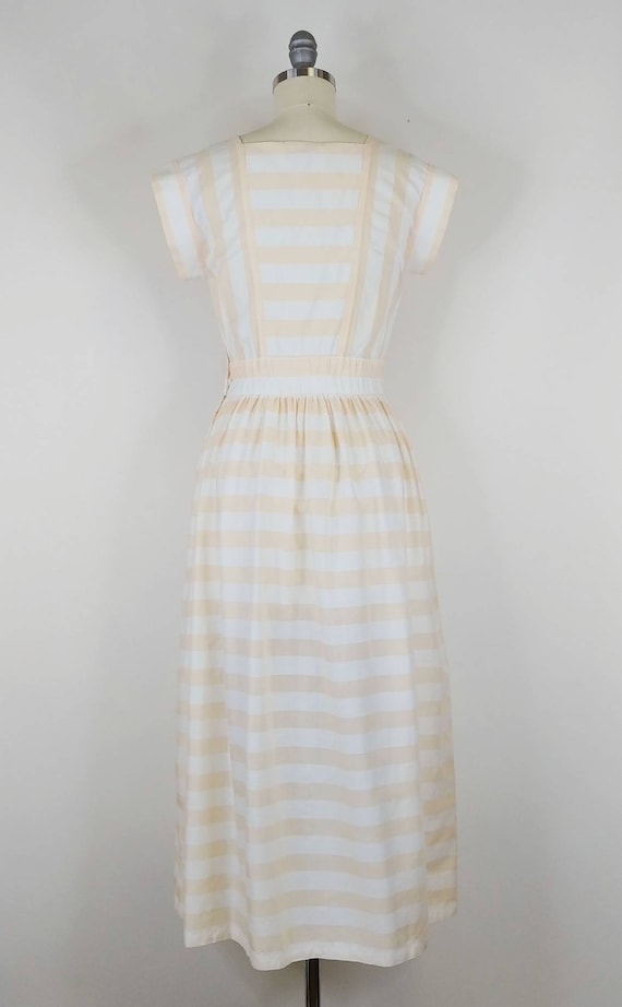 1980s Albert Nipon Butter Yellow Striped Cotton P… - image 7