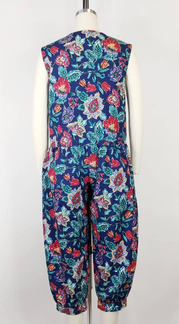 1990s Floral Garden Print Cotton Jumpsuit | Vinta… - image 8