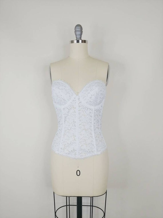 1990s Frederick's of Hollywood White Lace Bustier… - image 2