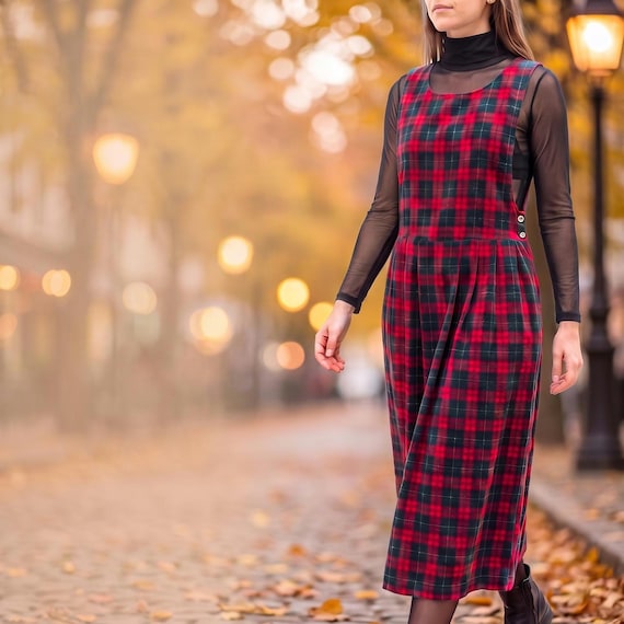 1990s Plaid Corduroy Jumper