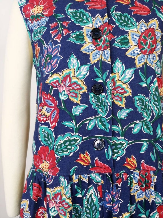 1990s Floral Garden Print Cotton Jumpsuit | Vinta… - image 6