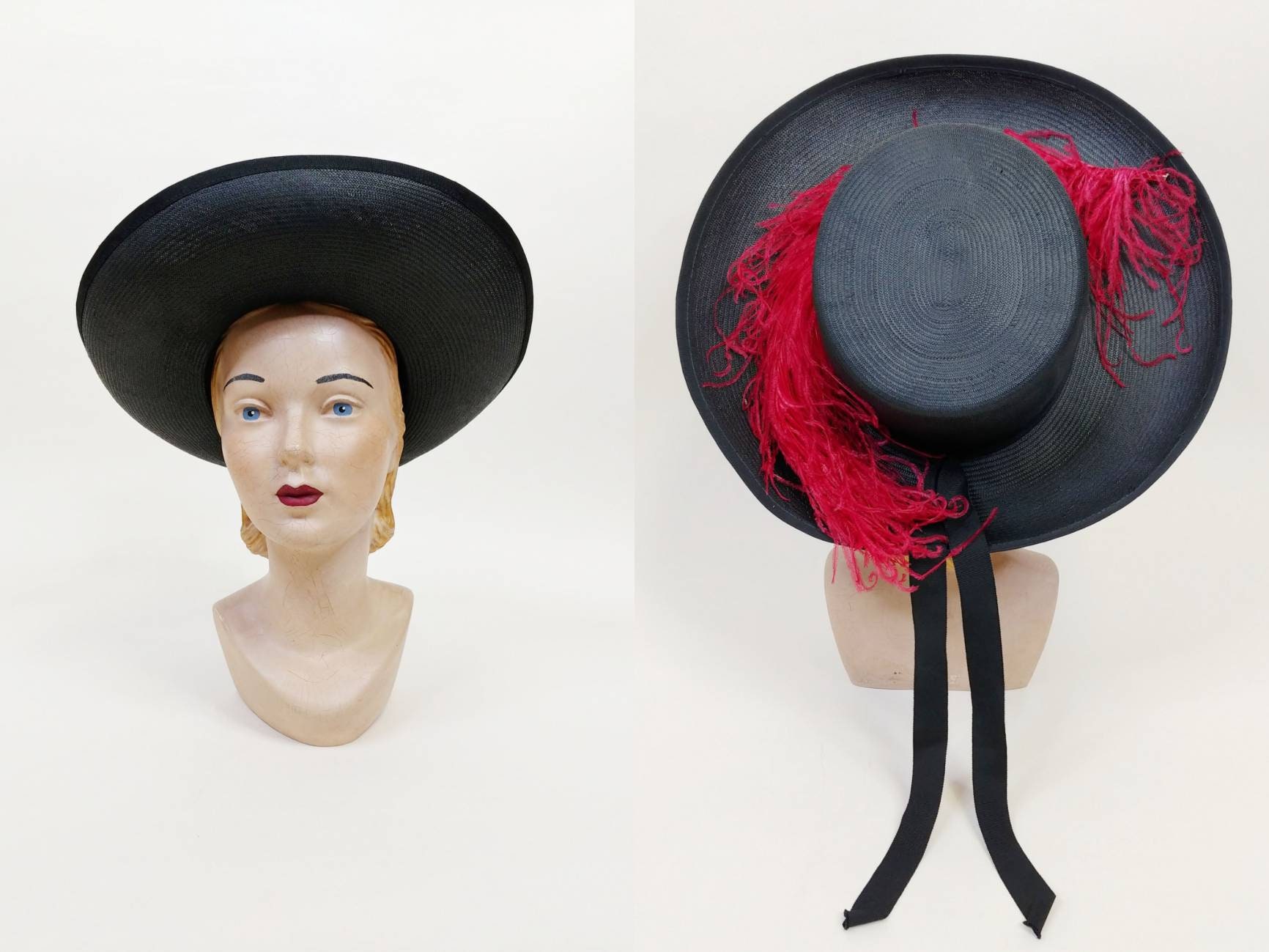 Chapeau En Velours De Soie Français Années 1940 - Marron - Magasin Blum France - Occasion