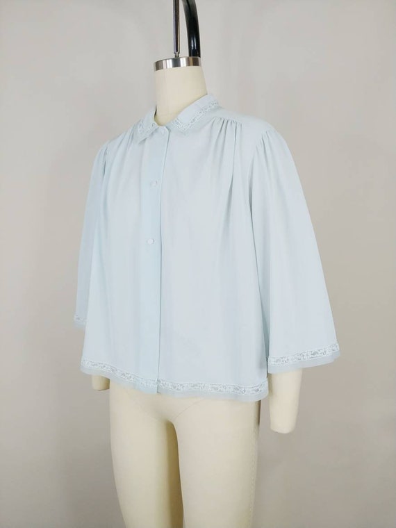 1960s Shadowline Light Blue Nylon Bed Jacket | Vi… - image 5