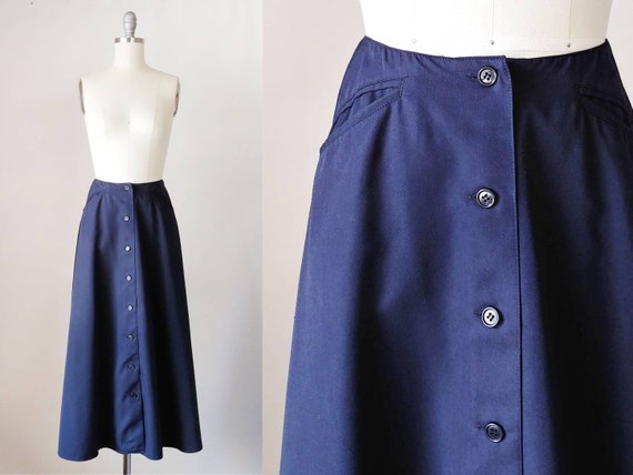 1980s Liz Claiborne Navy Blue Walking Skirt | Edwa