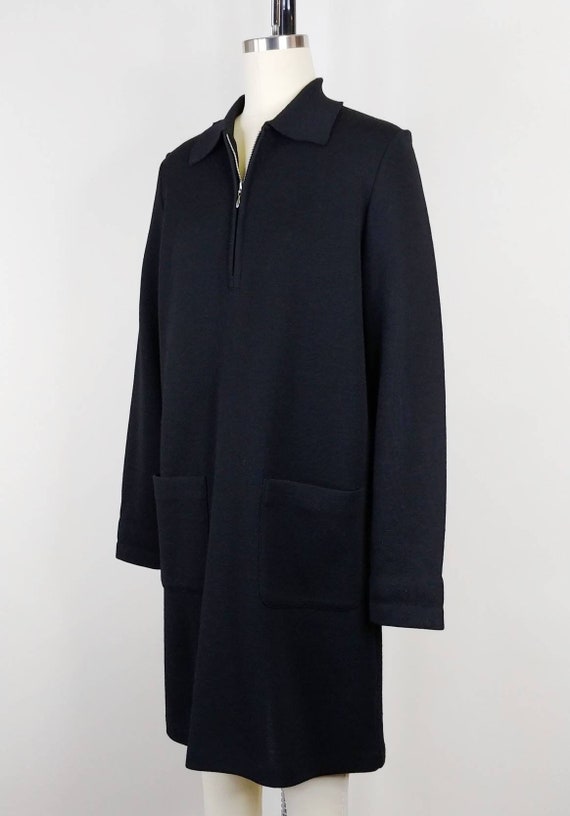 1980s Andrea Jovine Black Wool Double Knit Shift … - image 7