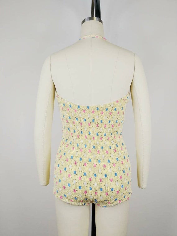 1950s Atomic Print One Piece Cotton Swimsuit | Vi… - image 8