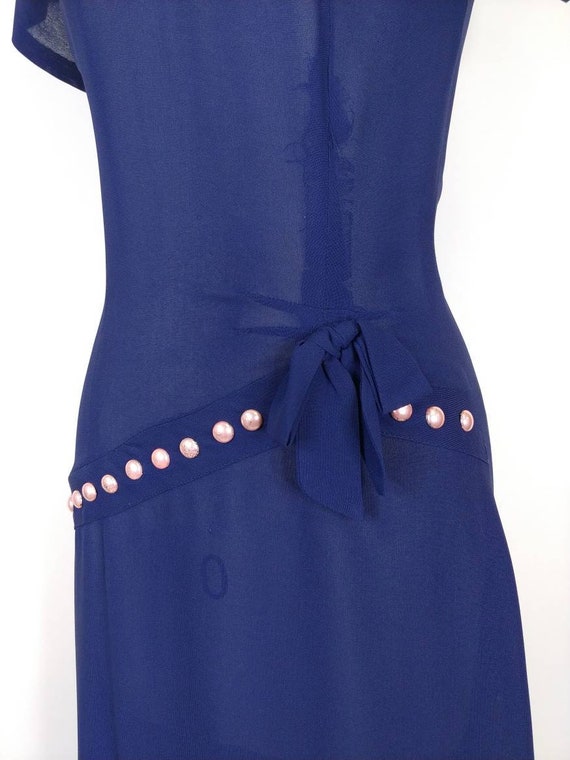 1940s Navy Blue Rayon Stud Dress | Vintage 40s Da… - image 5
