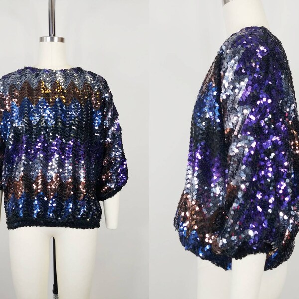 1970s Sequin Purple & Pink Tube Top