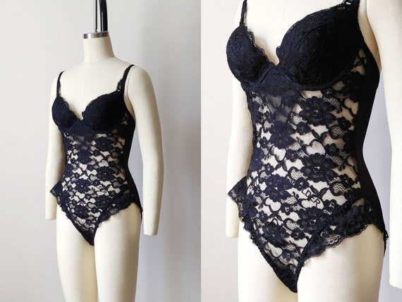 1980s Victoria Secret Black Lace Teddy Vintage 80s Underwire Nylon Bodysuit  Women's Lingerie Small -  Canada