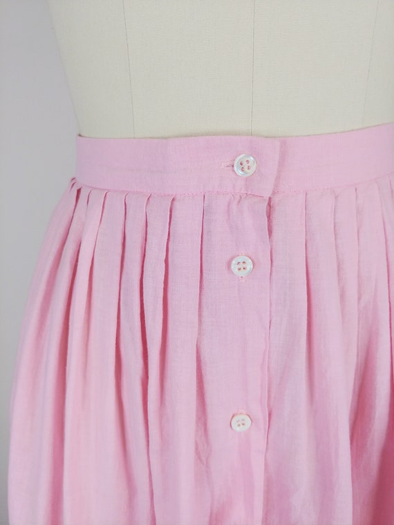 1980s Ralph Lauren Pink Cotton Skirt | Vintage 80… - image 3