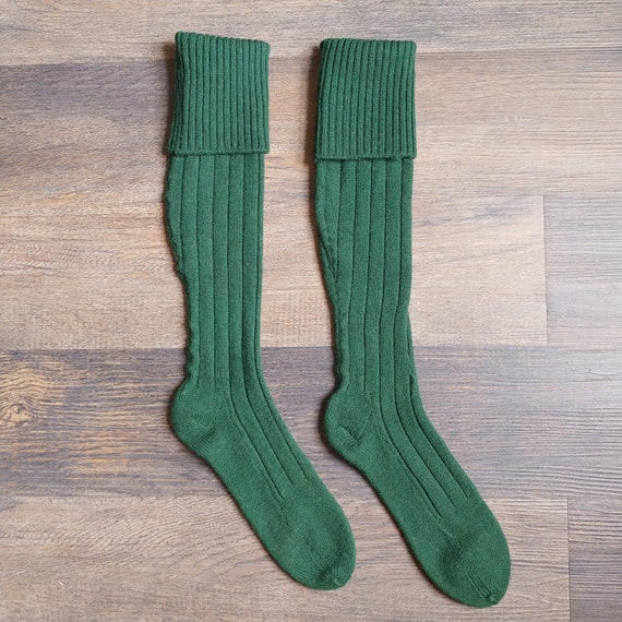 1940s Forest Green Wool Knit Knee Socks - image 1