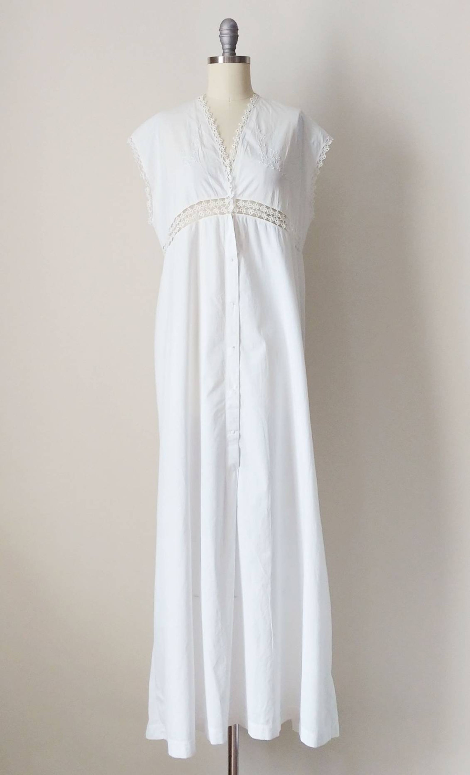 1900s Victorian White Cotton Nightgown Antique Edwardian - Etsy