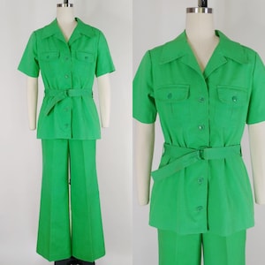 1970s Koret of California Green Pant Set | Vintage 70s Safari Pant Suit