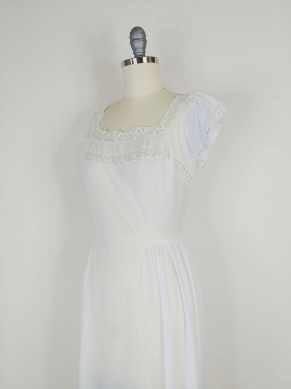 1940s Vanity Fair White Nylon Nightgown | Vintage 40s… - Gem