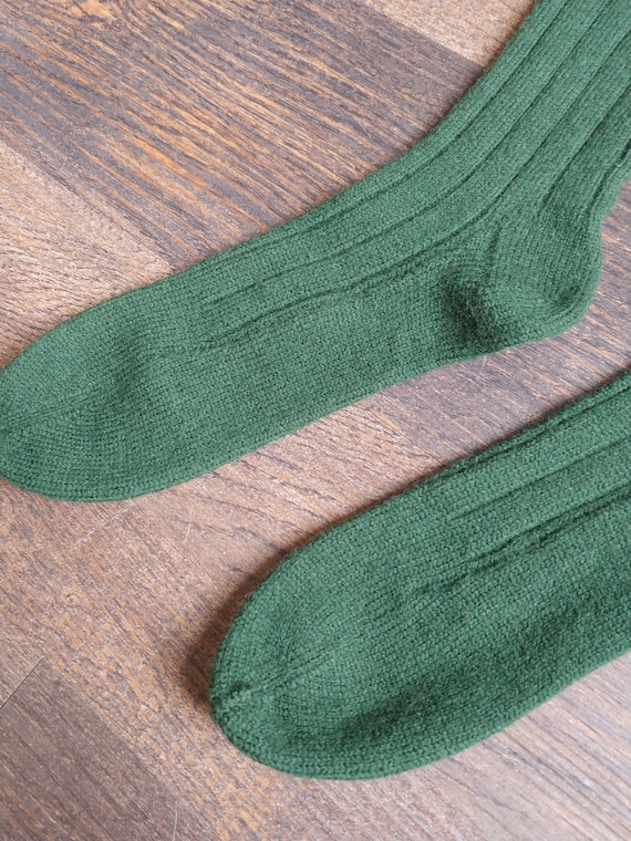 1940s Forest Green Wool Knit Knee Socks - image 4