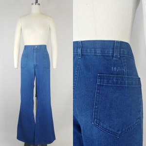 Ladies High Waist Flared Jeans Made in USA - The Bullet Blues '70s Edit
