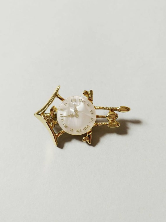1960s Cuckoo Clock Mother of Pearl Novelty Brooch… - image 2