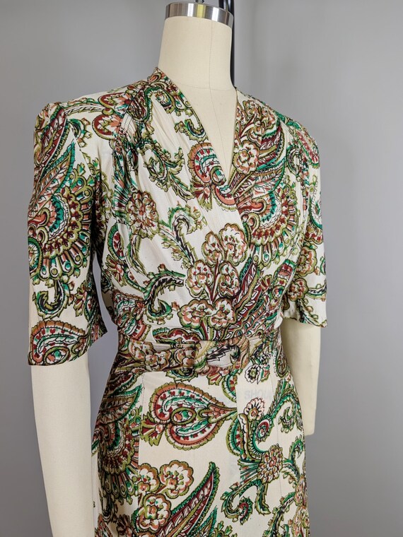 1940s New York Creation Paisley Jersey Dress | Vintage 40s Dress View 6