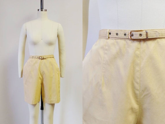 1950s Mustard Yellow Cotton Shorts | Vintage 50s … - image 1