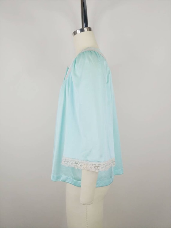 1960s San Souci Light Turquoise Blue Satin Nylon … - image 5