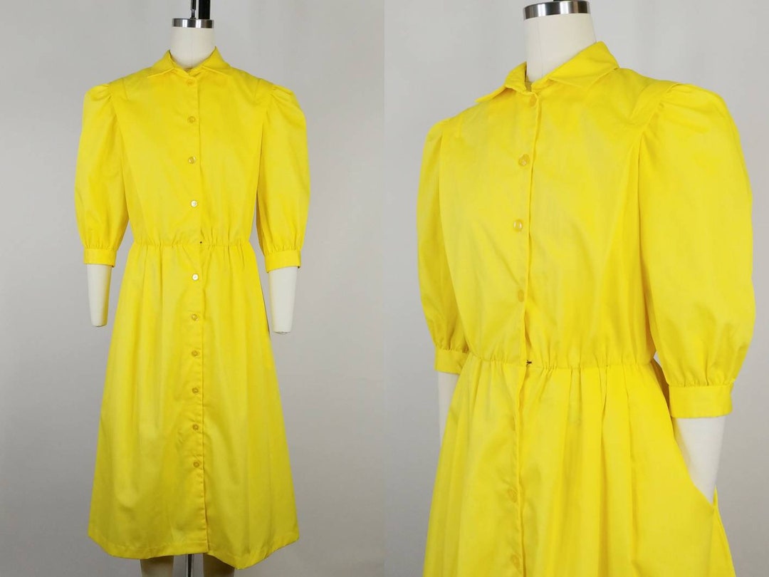 1980s-bright-yellow-diner-dress-vintage-80s-does-1940s-1950s-puff