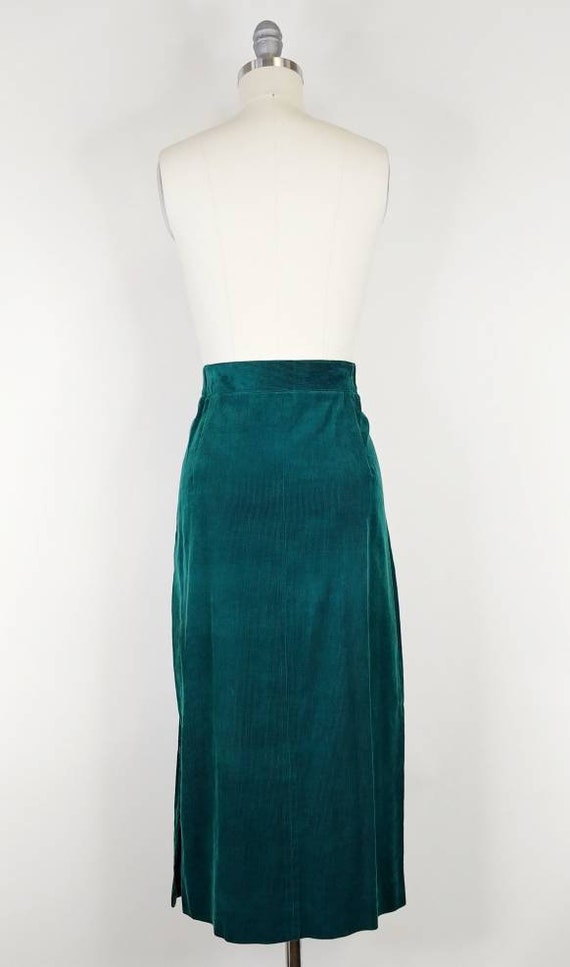 1990s Susan Bristol Pine Green Corduroy Skirt | V… - image 8