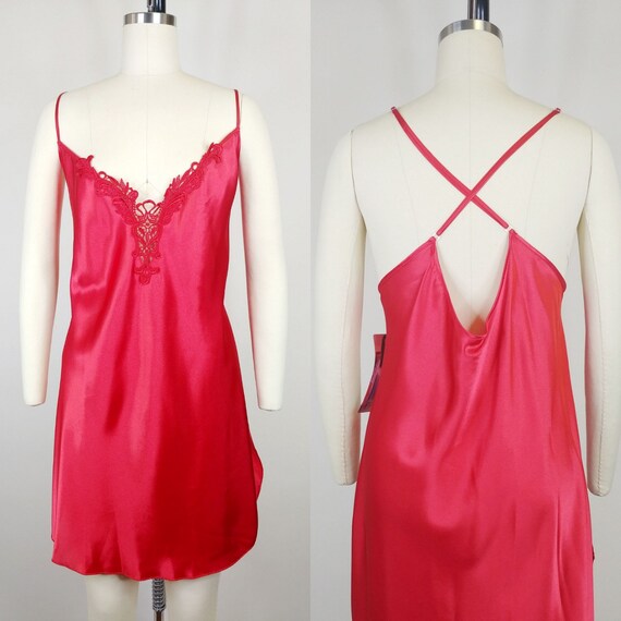 1990s Red Satin Nightgown | Vintage 90s Volup Bia… - image 1