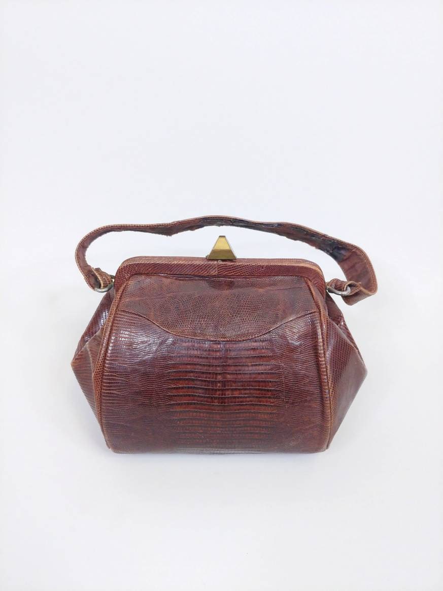 Rare vintage 1960s Lederer lizard skin watch box handbag purse