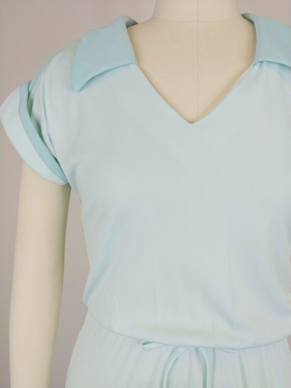 Vintage 1970s Mint Green Polyester Knit Dress - image 4