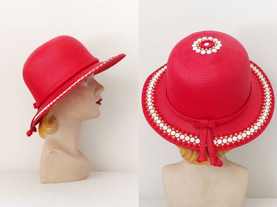 1960s Jack McConnell Red Feather Label Brimmed Ha… - image 1